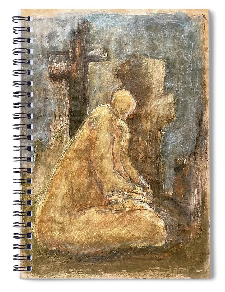 Mindfulness Spiral Notebook featuring the painting Prayer by David Euler
