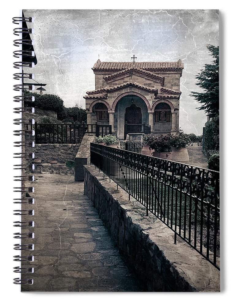 Greece Spiral Notebook featuring the photograph Prayerful Walk to the Chapel by M Kathleen Warren