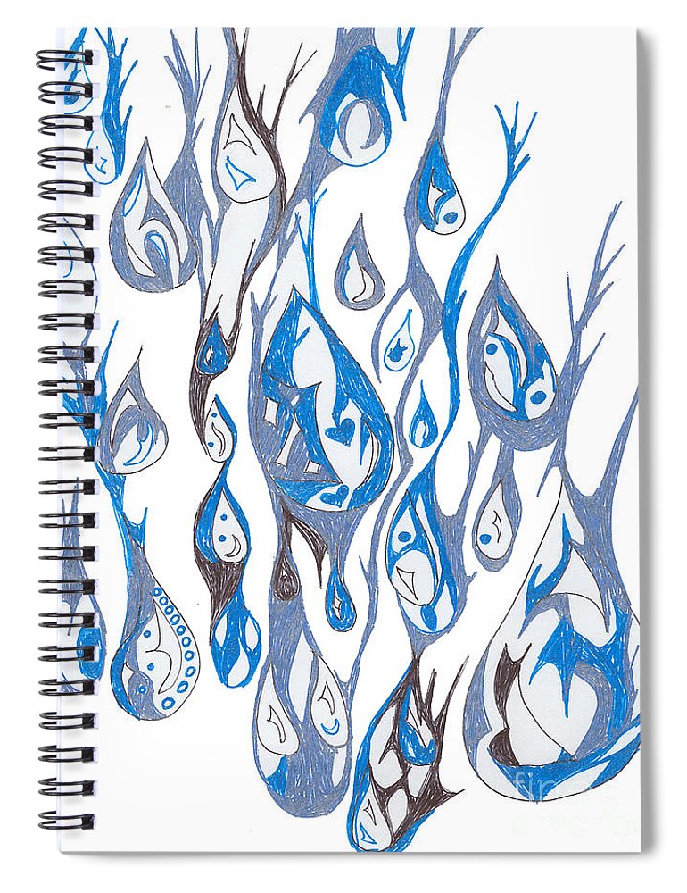 Abstract Spiral Notebook featuring the drawing Prayers for Australia by Mary Mikawoz