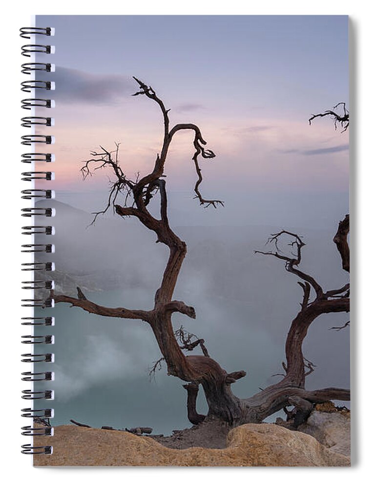 Ijen Spiral Notebook featuring the photograph Pre sunrise at Mount Ijen by Anges Van der Logt