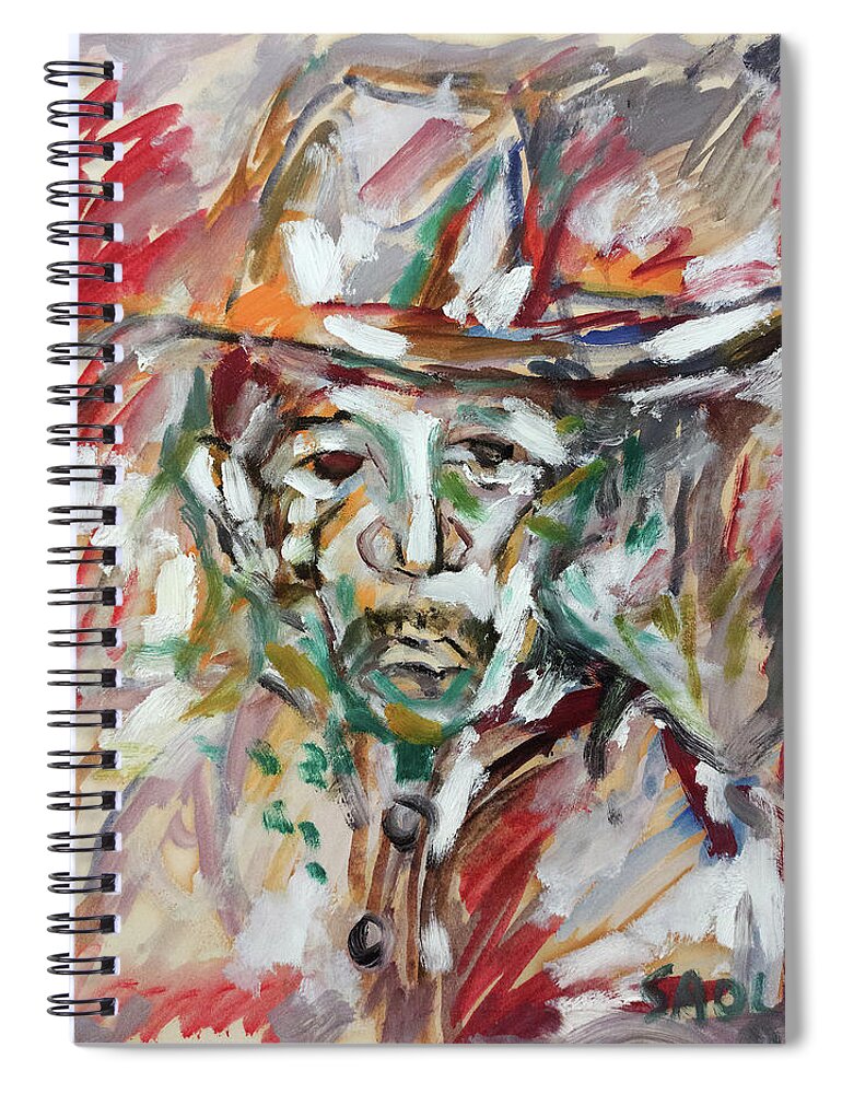 African Art Spiral Notebook featuring the painting Preacherman by Winston Saoli 1950-1995