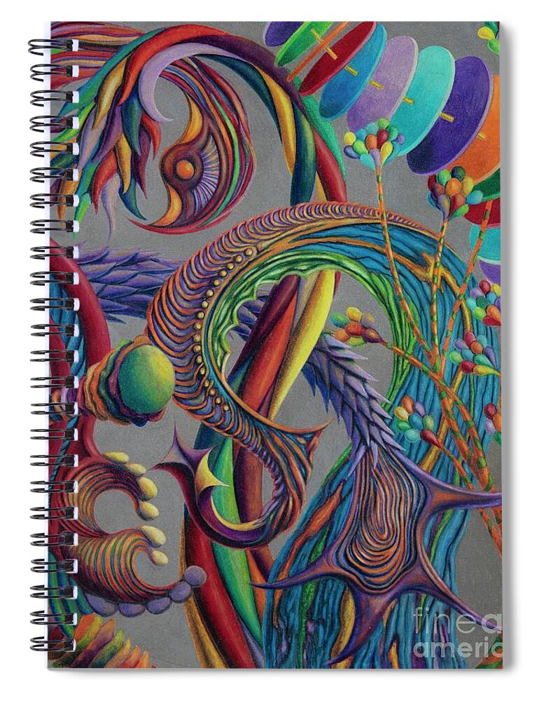 Abstract Spiral Notebook featuring the drawing PreHistoric Candy by Scott Brennan