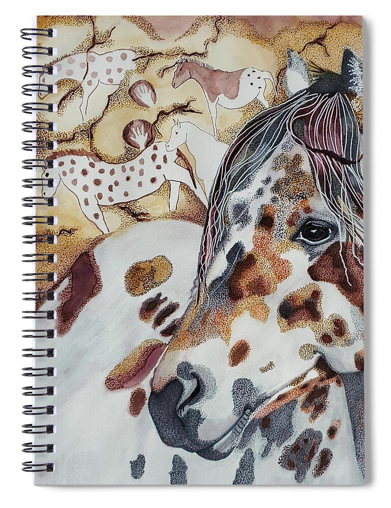 Prehistoric Spiral Notebook featuring the painting Prehistoric Spotted Leopard Horse by Equus Artisan