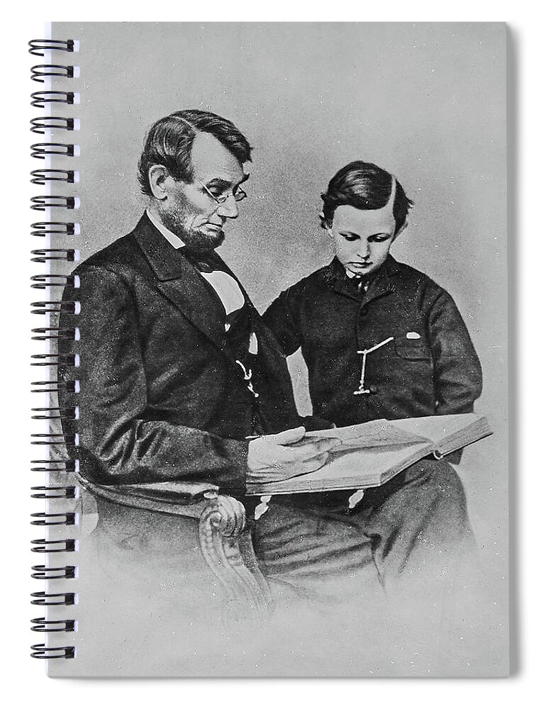 President Abraham Lincoln Spiral Notebook featuring the photograph President Abraham Lincoln and Tad Lincoln by US Archives