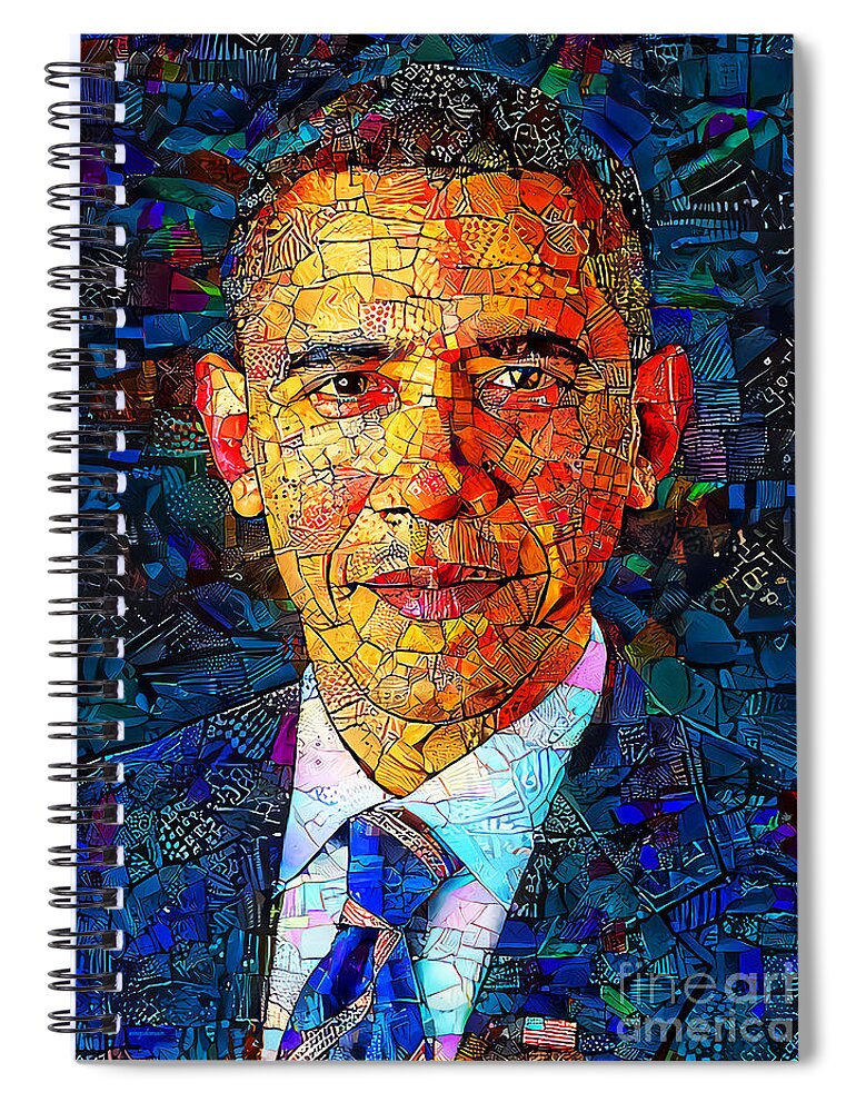 Wingsdomain Spiral Notebook featuring the photograph President Barack Obama In in Contemporary Modern Art 20211120 by Wingsdomain Art and Photography