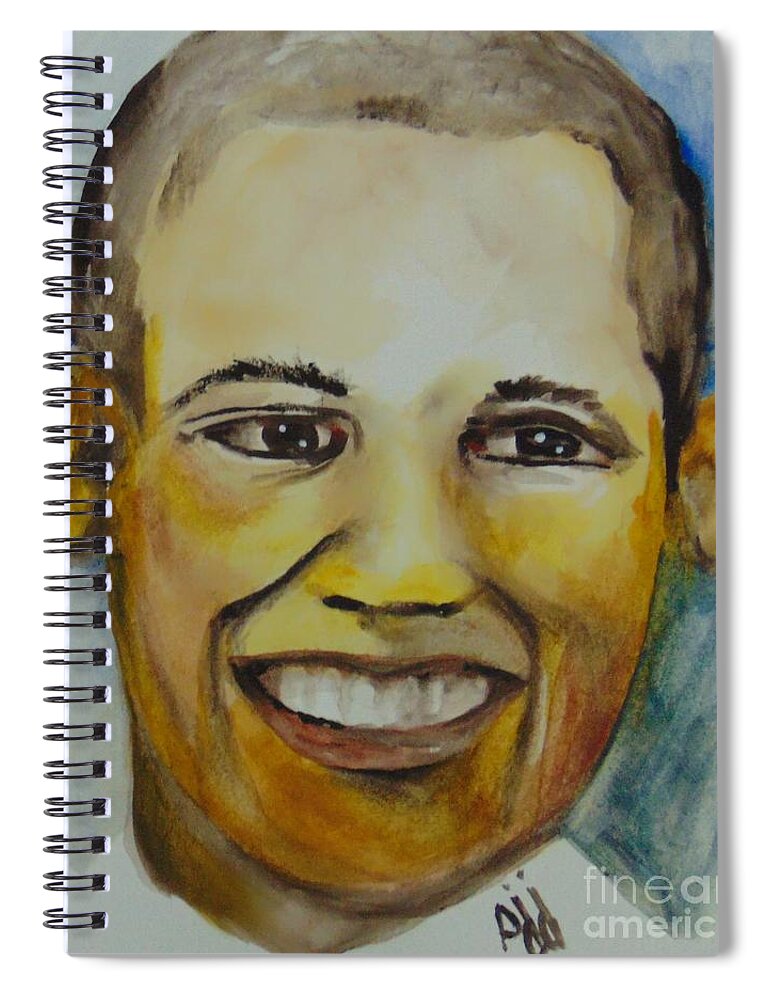 Politics Spiral Notebook featuring the painting President Barack Obama by Saundra Johnson