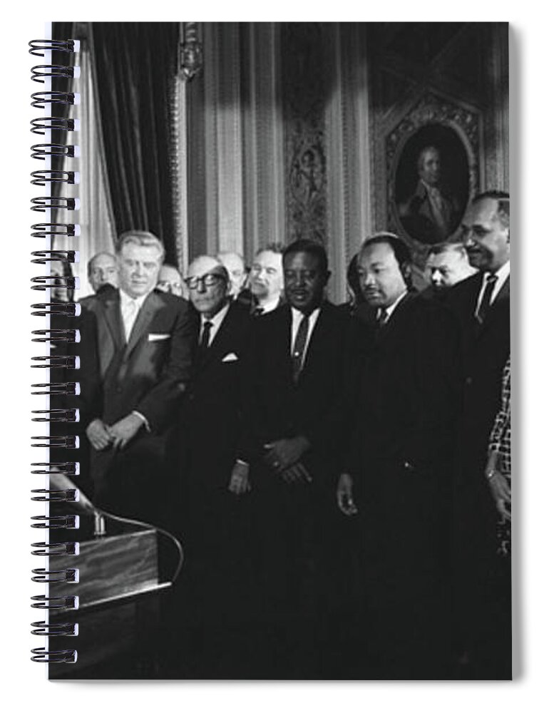 President Lyndon Johnson Spiral Notebook featuring the photograph President Lyndon Johnson Signs the Voting Rights Act by US Archives