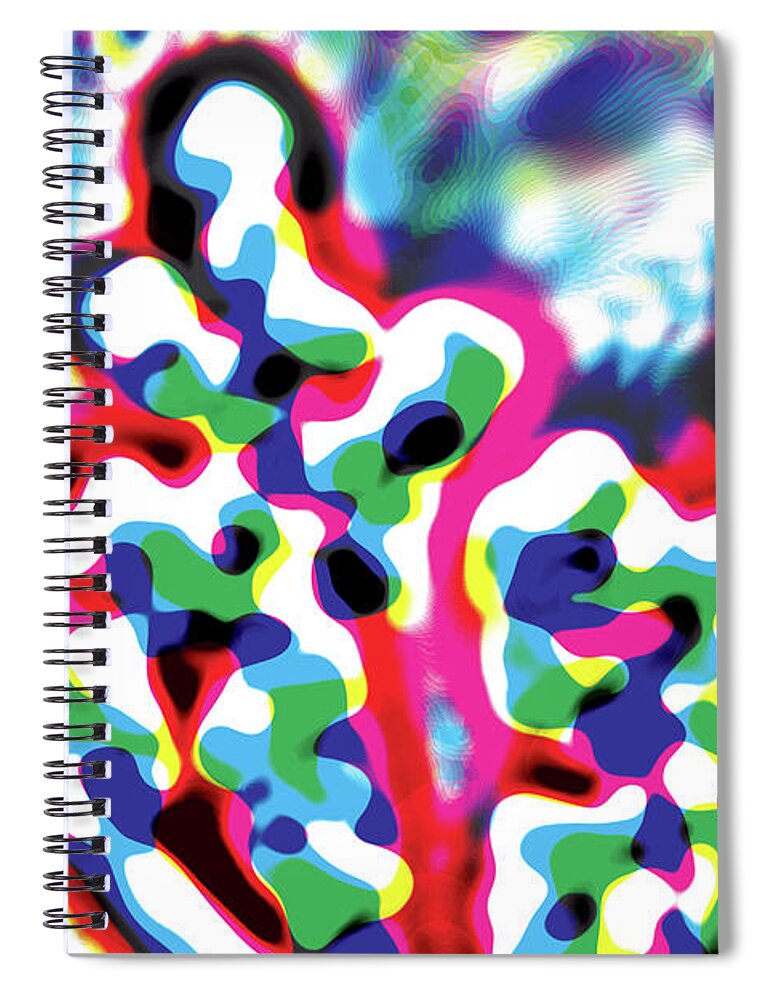 Abstract Art Spiral Notebook featuring the digital art Primary Ripples Start by David Davies