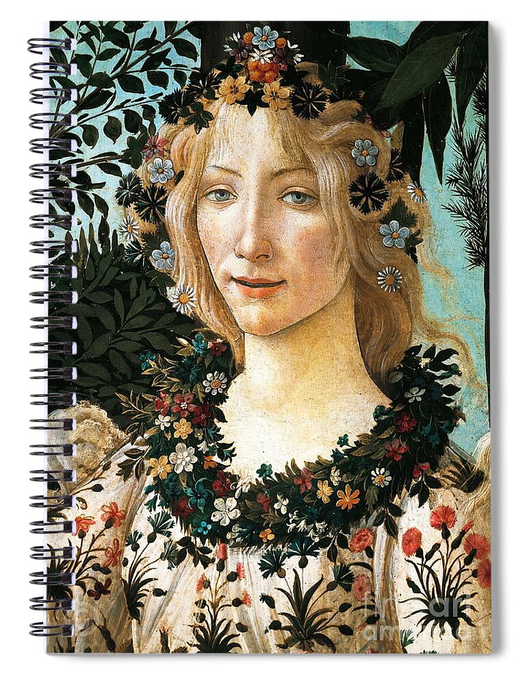 Botticelli Primavera Painting Spiral Notebook featuring the painting Primavera - Flora by Sandro Botticelli
