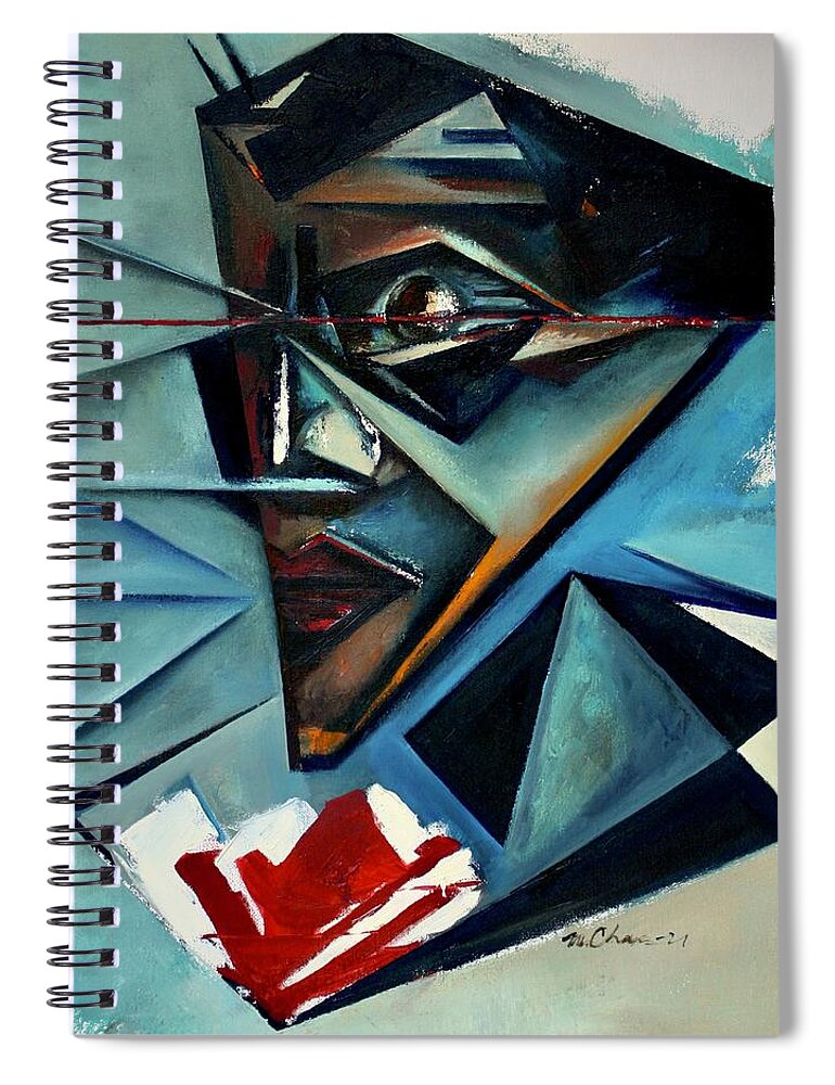James Baldwin Spiral Notebook featuring the painting Pronounce The See / A Portrait of James Baldwin by Martel Chapman