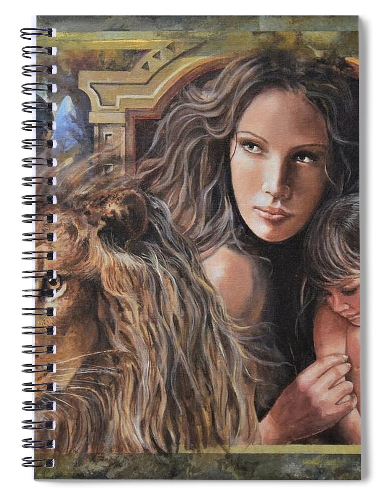 Portraits Spiral Notebook featuring the painting Protection by Sinisa Saratlic