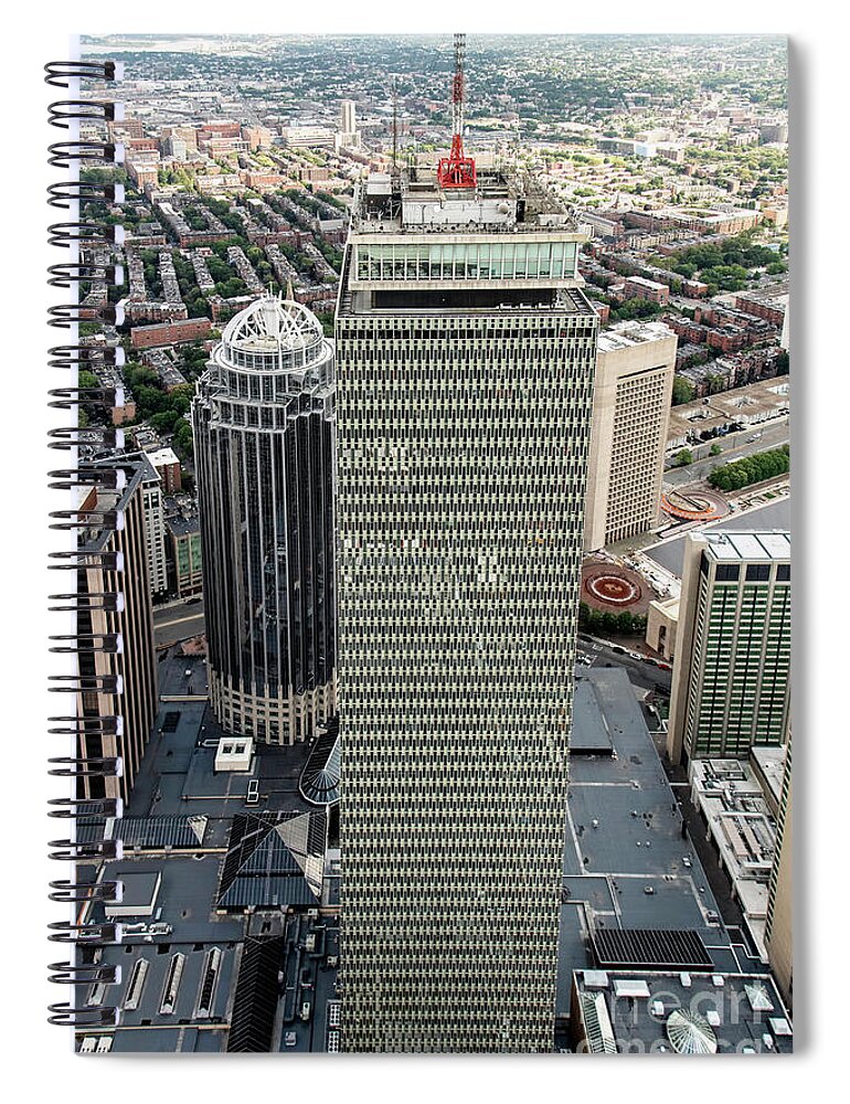 Prudential Tower Spiral Notebook featuring the photograph Prudential Tower Building Boston Aerial by David Oppenheimer