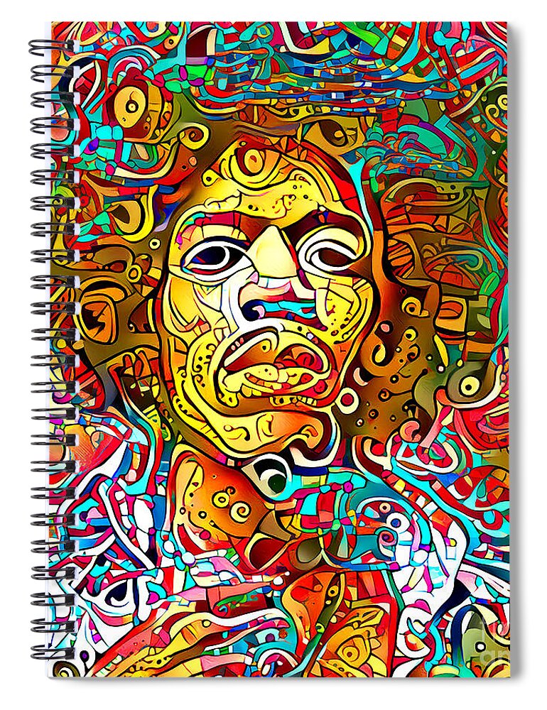 Wingsdomain Spiral Notebook featuring the photograph Psychedelic 60s Jimi Hendrix Psychedelic Acid Trip 20210831 by Wingsdomain Art and Photography
