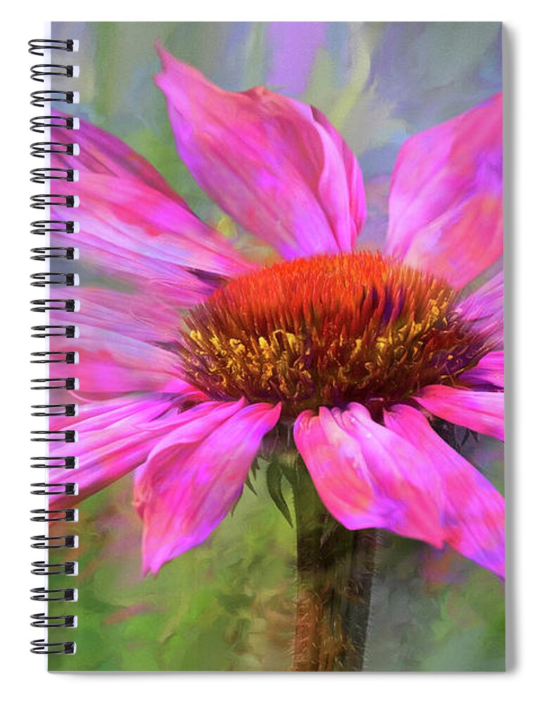 Flower Spiral Notebook featuring the digital art Psychodelia by Nicole Wilde