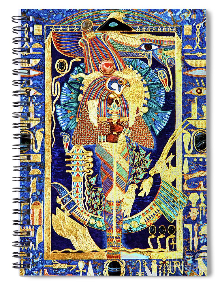Ptah Spiral Notebook featuring the mixed media Ptah-Sokar-Ausir Lord of the Secret Shrine by Ptahmassu Nofra-Uaa