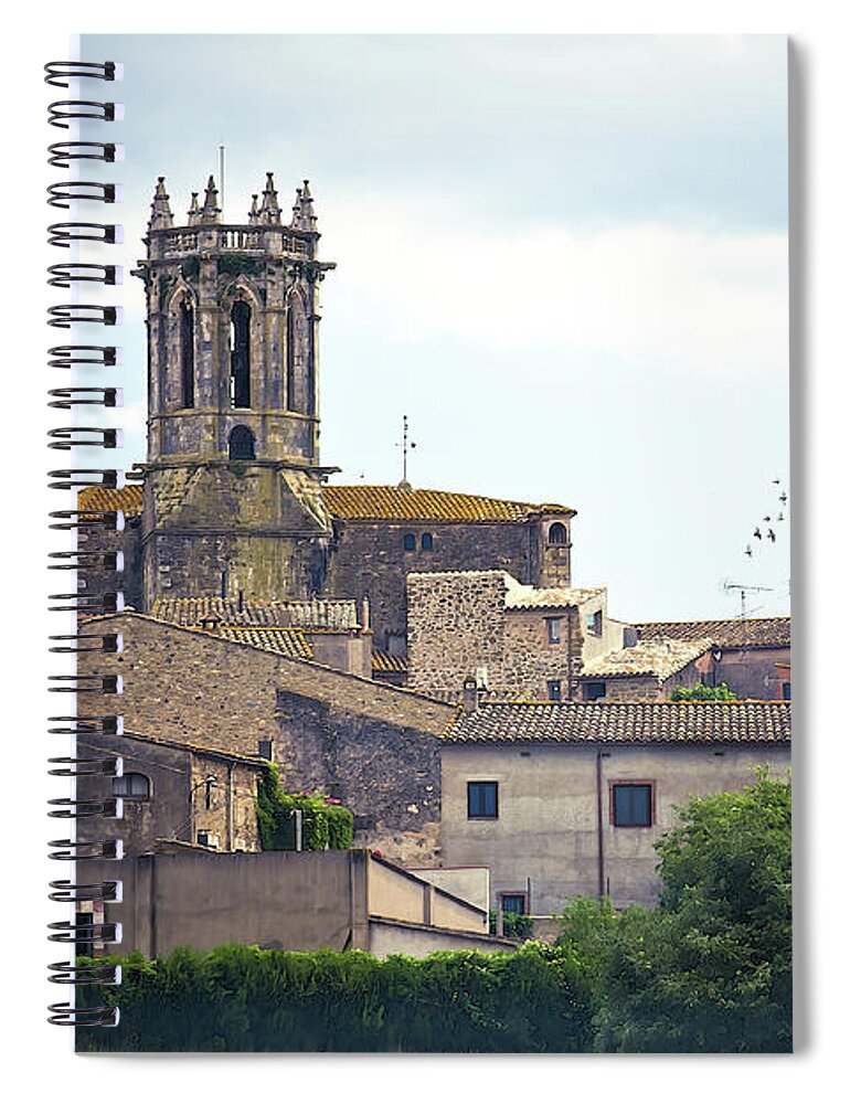 Pubol Spain Spiral Notebook featuring the photograph Pubol Village Spain by Tatiana Travelways
