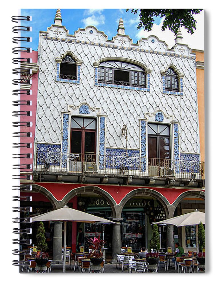Puebla Spiral Notebook featuring the photograph Puebla Street Scene by William Scott Koenig
