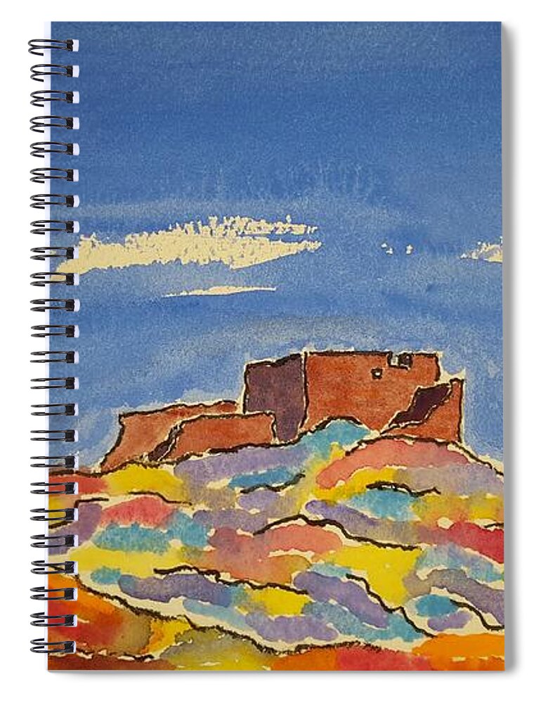 Watercolor Spiral Notebook featuring the painting Pueblo of Lore by John Klobucher