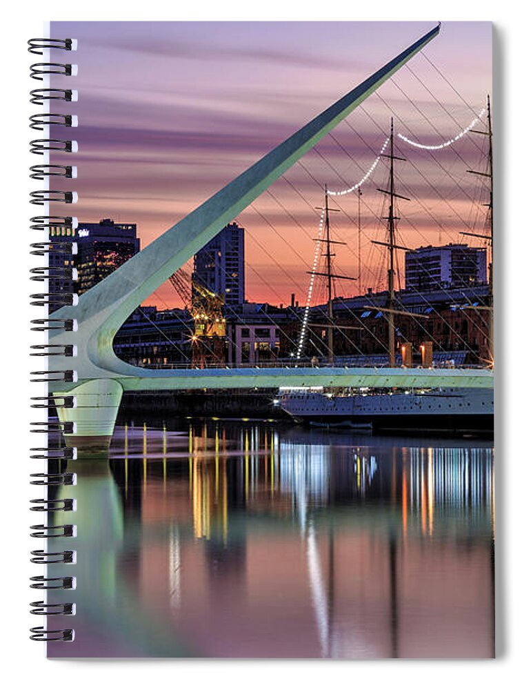 Buenos Aires Spiral Notebook featuring the photograph Puerto Madero at Twilight by Bernardo Galmarini