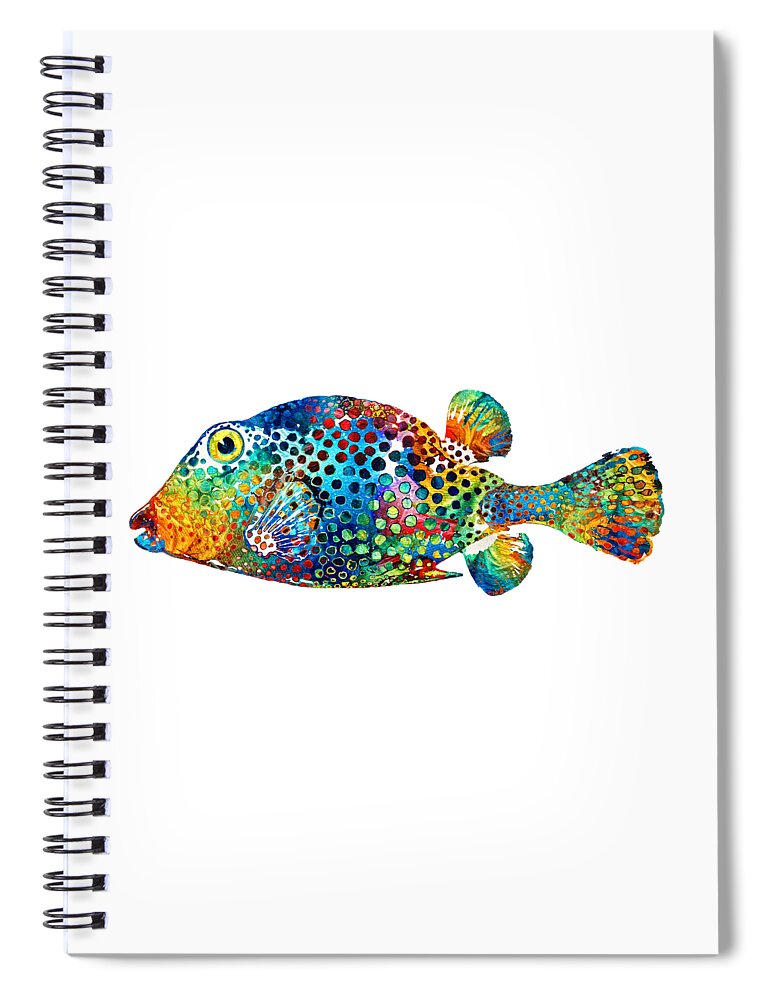 Fish Spiral Notebook featuring the painting Puffer Fish Art - Puff Love - By Sharon Cummings by Sharon Cummings
