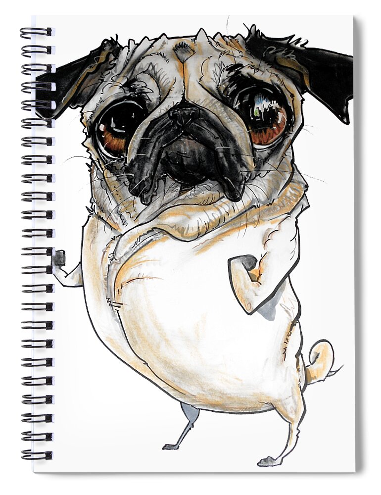 Pug Spiral Notebook featuring the drawing Pug by John LaFree