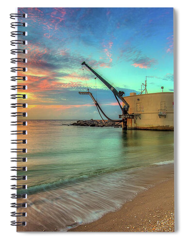 Aurora Hdr 2017 Spiral Notebook featuring the photograph Pumphouse at Sunrise Palm Beach Inlet Singer Island Florida by Kim Seng
