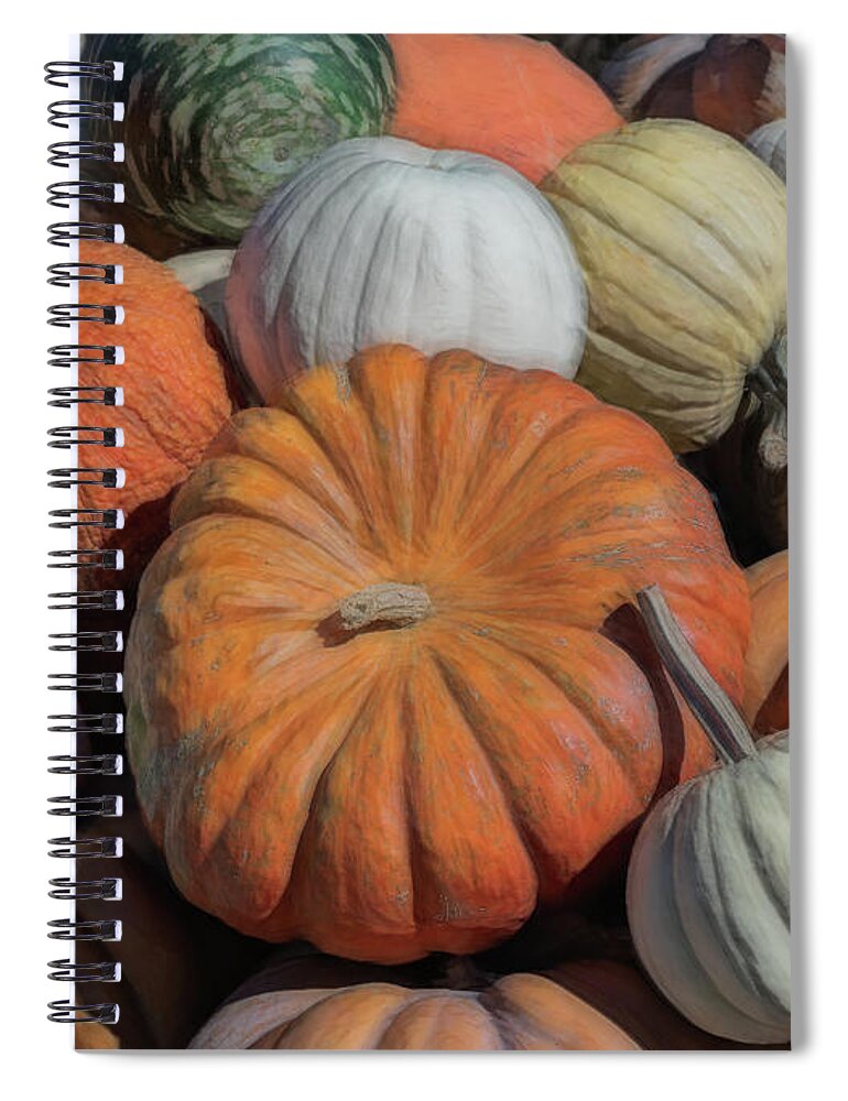 Pumpkins Spiral Notebook featuring the photograph Pumpkin Party by Sylvia Goldkranz