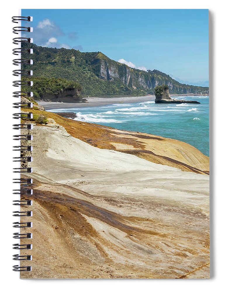 Joan Carroll Spiral Notebook featuring the photograph Punakaiki Coastline New Zealand by Joan Carroll