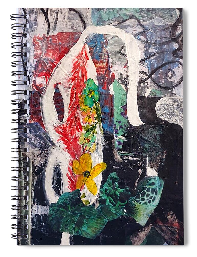  Costume Spiral Notebook featuring the mixed media Purim Disguise by Suzanne Berthier