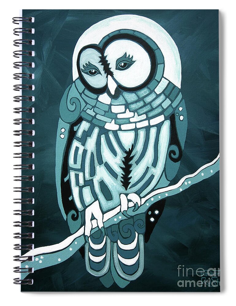 Barred Owl Art Spiral Notebook featuring the painting Purity in the Moonlight by Barbara Rush