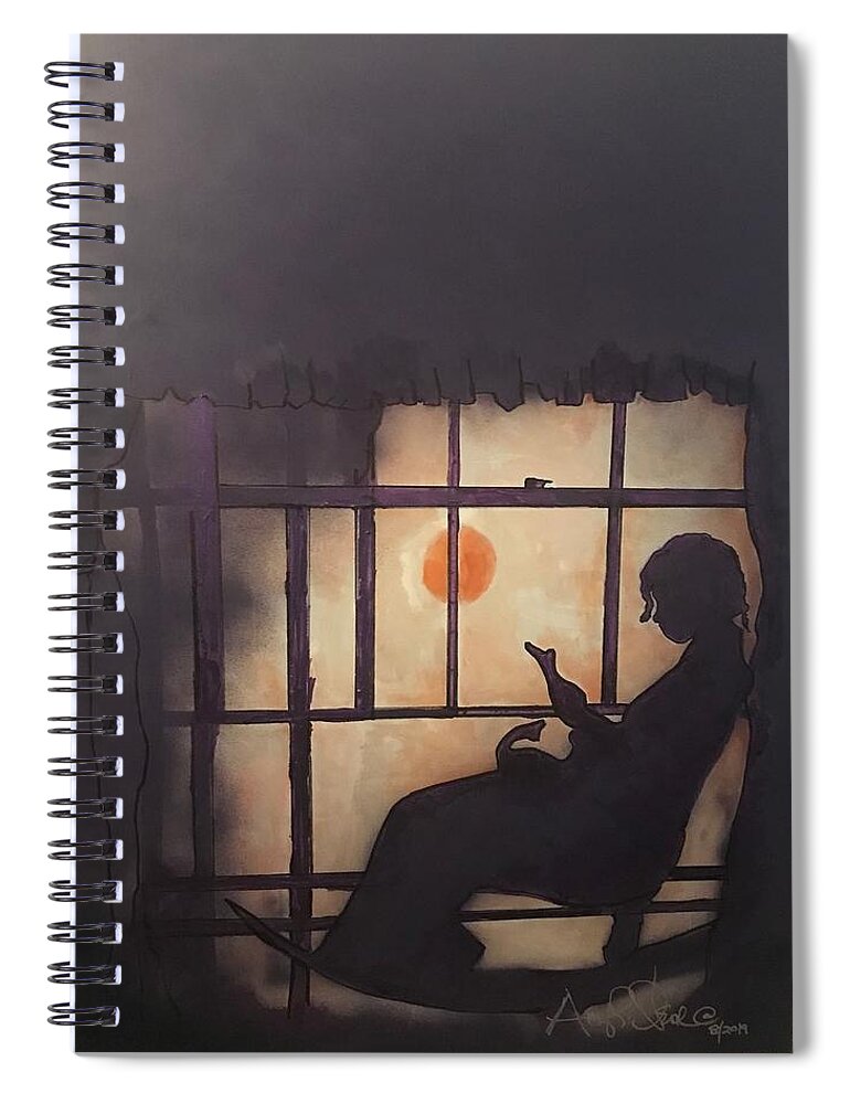  Spiral Notebook featuring the painting Purple by Angie ONeal