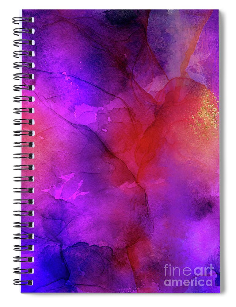 Purple Ink Painting Spiral Notebook featuring the painting Purple, Blue, Red And Pink Fluid Ink Abstract Art Painting by Modern Art