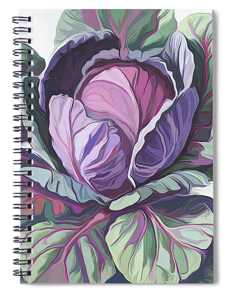 Purple Cabbage Spiral Notebook featuring the digital art Purple Cabbage painting by Cathy Anderson