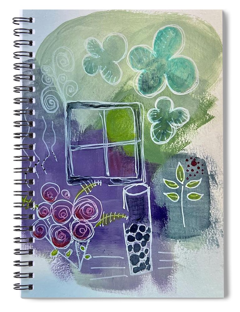  Spiral Notebook featuring the painting Purple Doodle Too by Theresa Marie Johnson