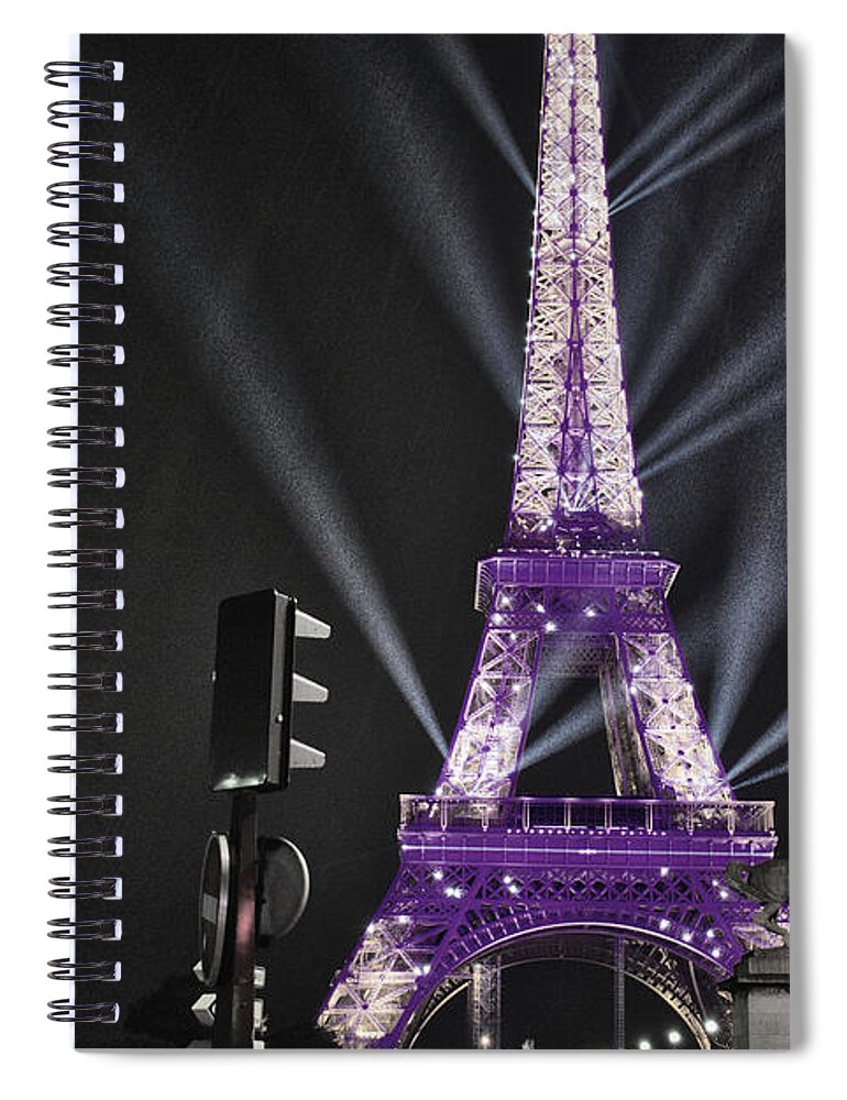 Tower Spiral Notebook featuring the photograph Purple Eiffel by Portia Olaughlin