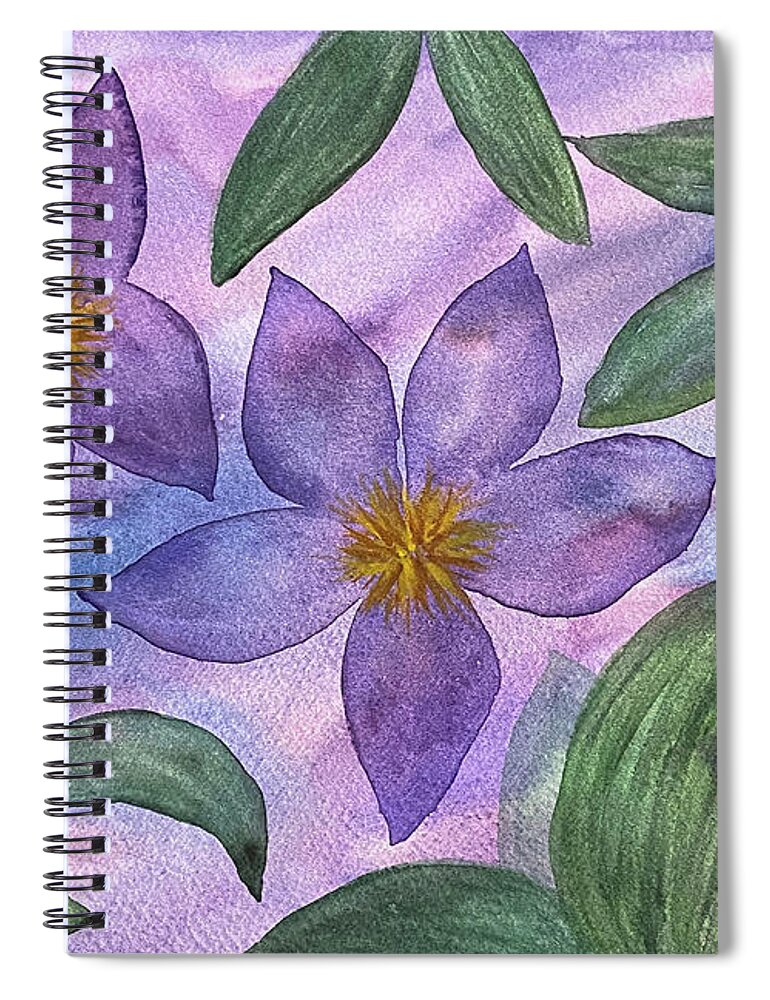Purple Flowers Spiral Notebook featuring the painting Purple Flowers by Lisa Neuman