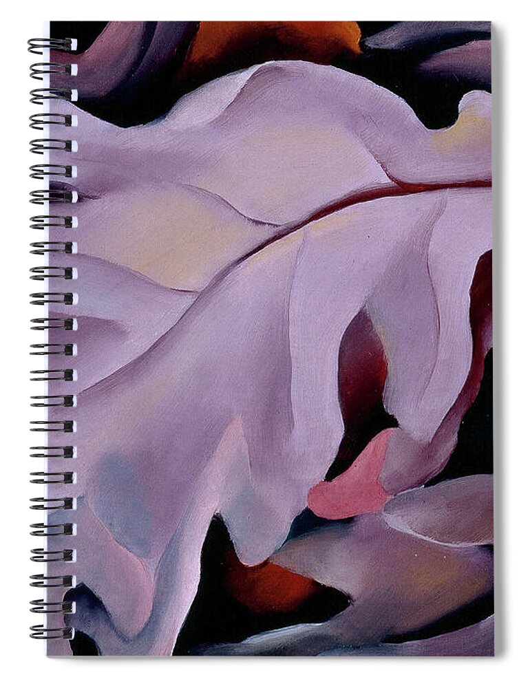 Georgia O'keeffe Spiral Notebook featuring the painting Purple leaves - Abstract modernist nature painting by Georgia O'Keeffe