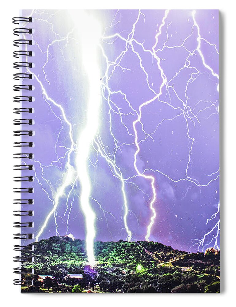 Purple Rain Lightning Spiral Notebook featuring the photograph Purple Rain Lightning by Michael Tidwell