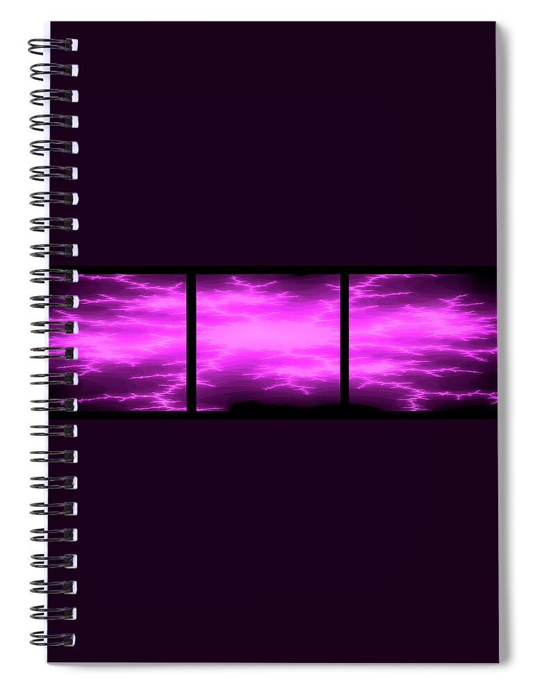 Abstract Spiral Notebook featuring the mixed media Purple Storm on Black by Anthony M Davis