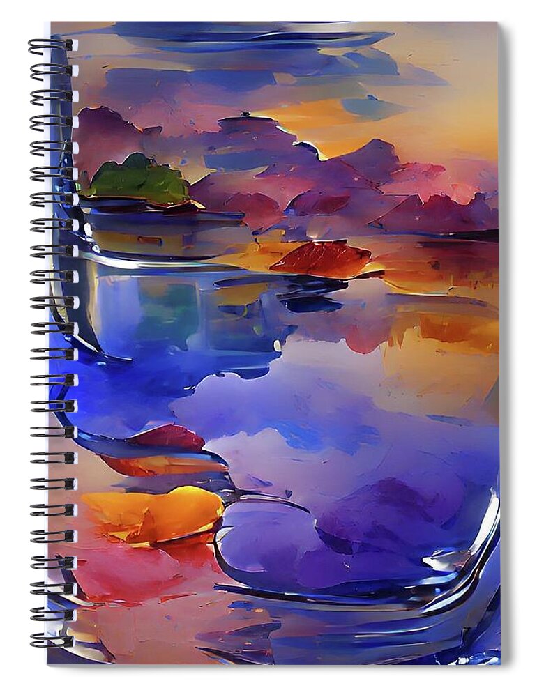  Spiral Notebook featuring the digital art PurpleRipple by Rod Turner