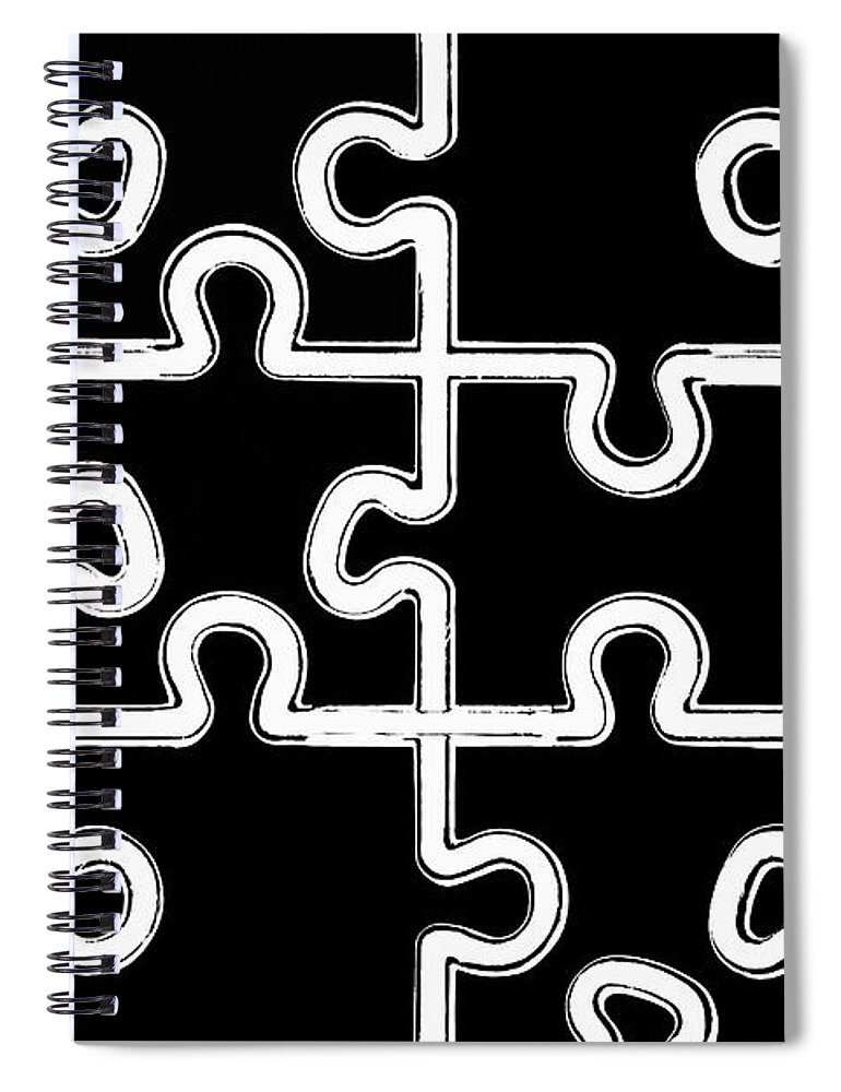 Puzzle Spiral Notebook featuring the photograph Puzzle Black And White Background by Severija Kirilovaite