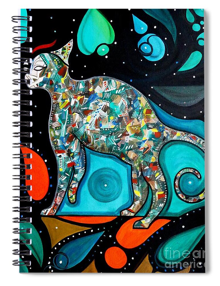 Cat Spiral Notebook featuring the painting Pyechedelic by John Lyes