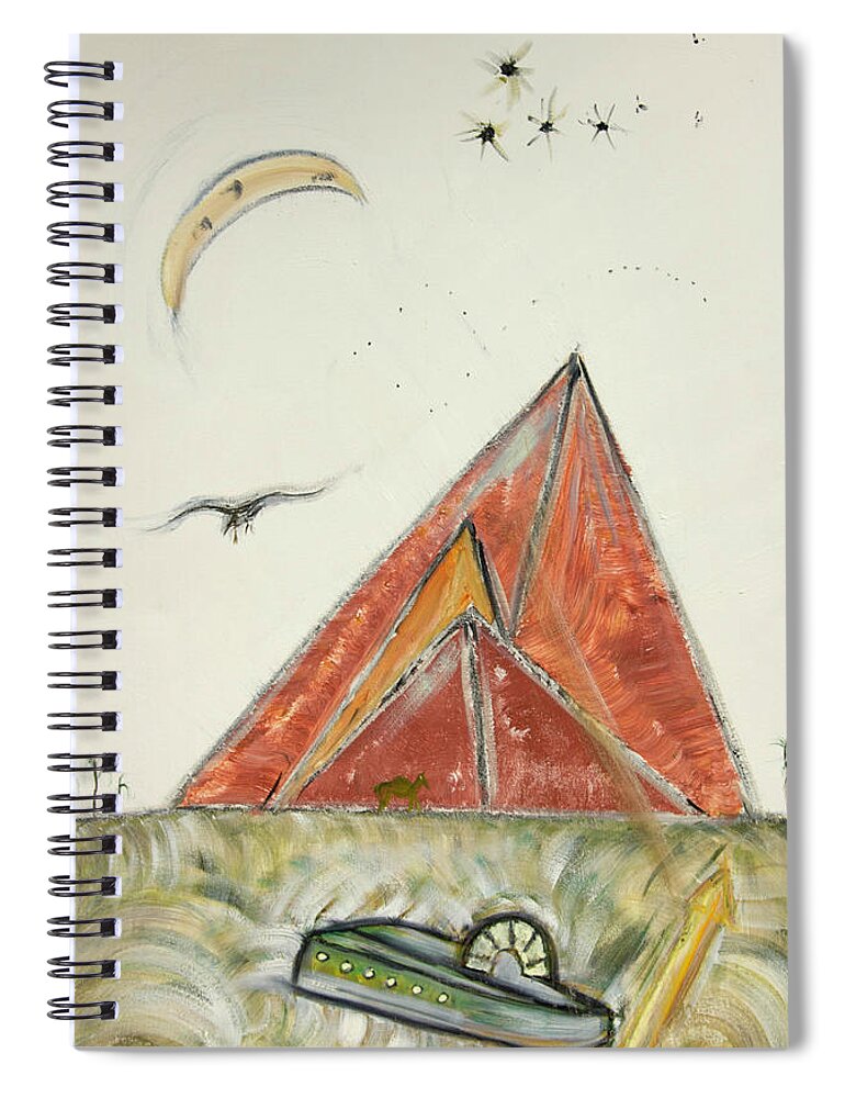 Osiris Spiral Notebook featuring the painting Pyramid Abstract by David McCready