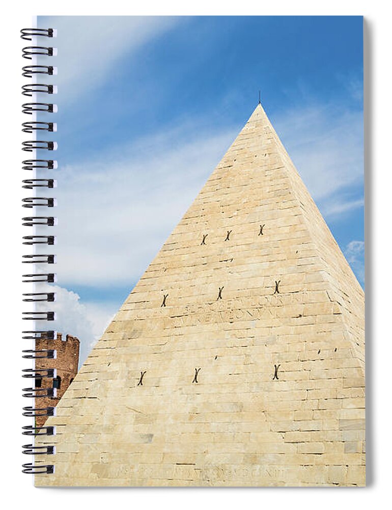 Roma Spiral Notebook featuring the photograph Pyramid of Cestius in Rome, Italy by Fabiano Di Paolo
