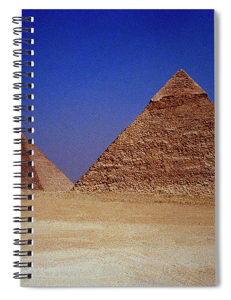 Great Pyramid Spiral Notebook featuring the photograph Pyramid of Khafre and The Great Pyramid Cheops by Shaun Higson