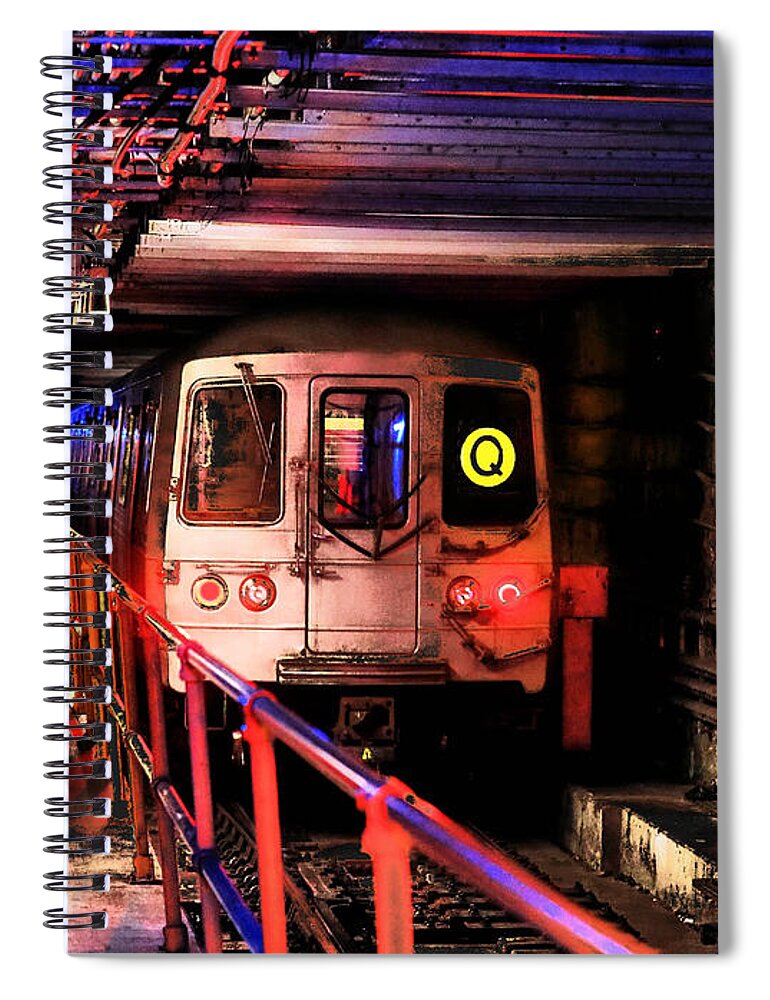 Subway Spiral Notebook featuring the photograph Q-Scape No.6 - Departing 96th St by Steve Ember