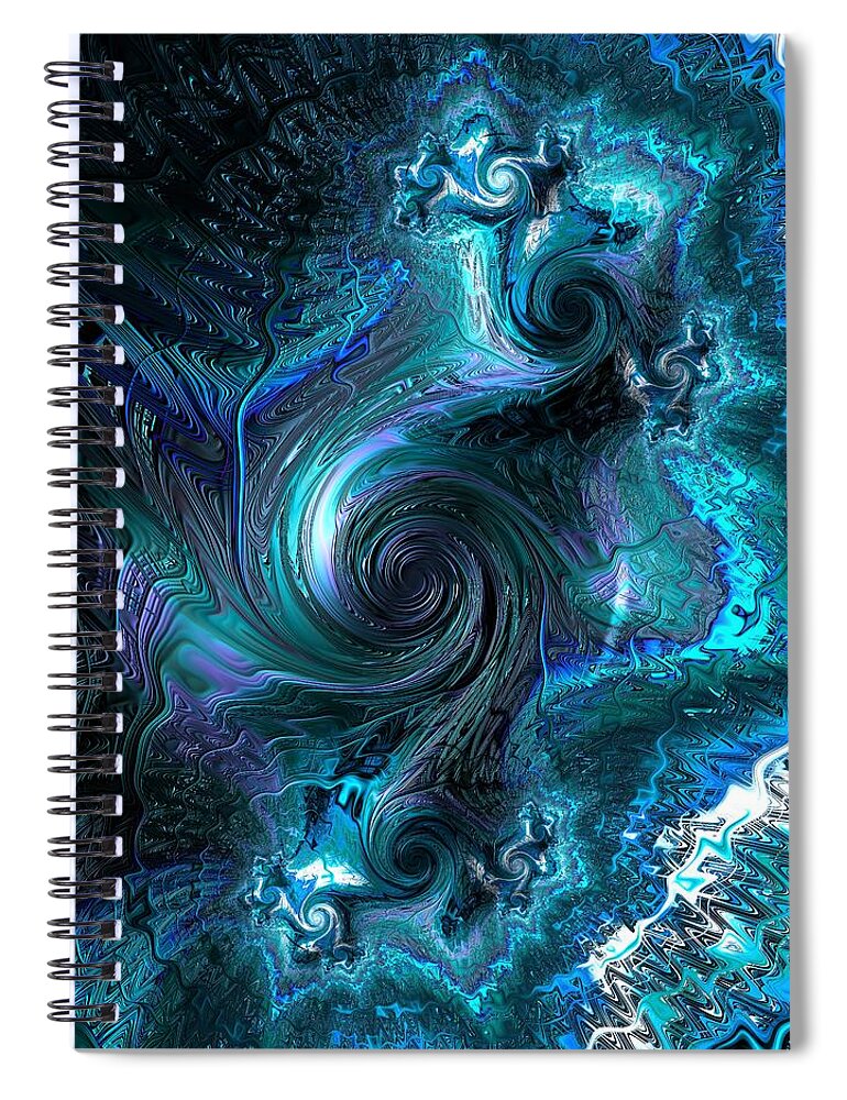 Fractal Spiral Notebook featuring the digital art Qi #3 by Mary Ann Benoit