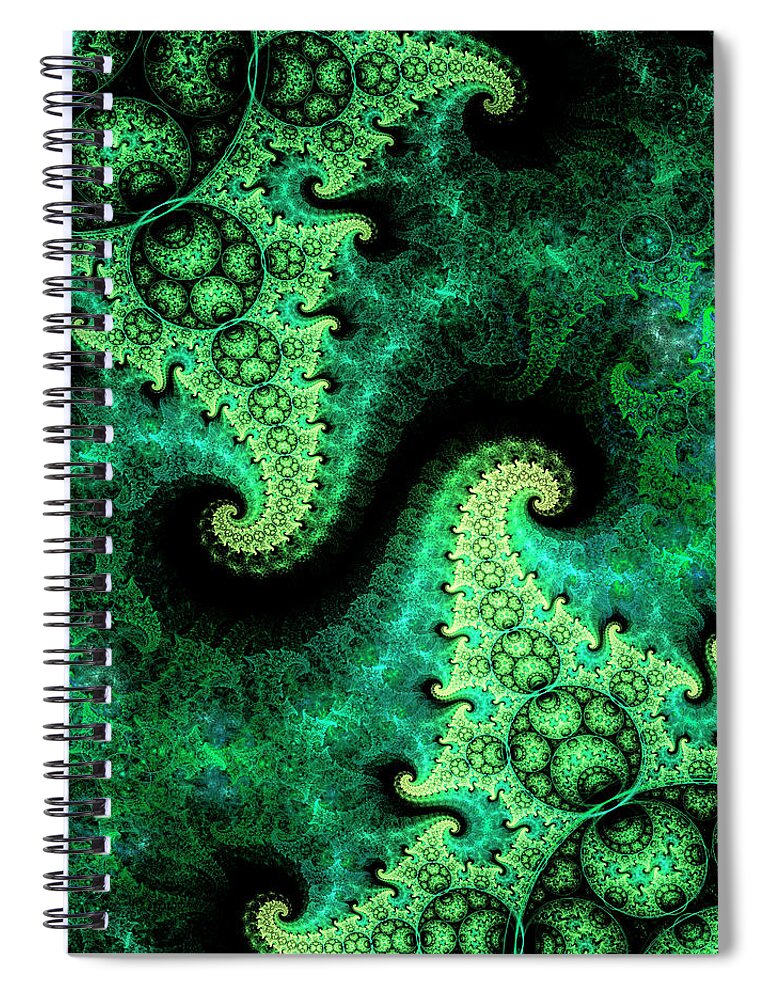Fractal Spiral Notebook featuring the digital art Qi #5 by Mary Ann Benoit