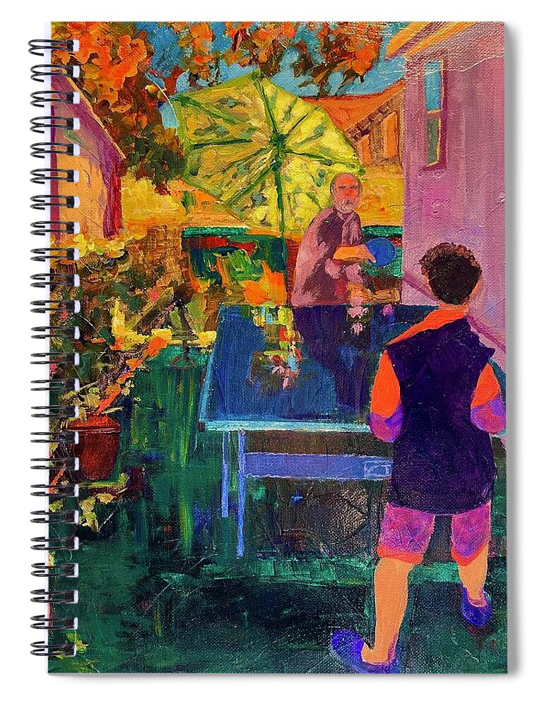  Spiral Notebook featuring the painting Quality time by Ray Khalife