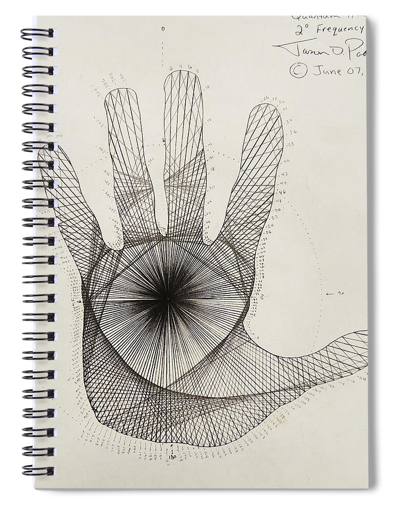 Quantum Spiral Notebook featuring the drawing Quantum Hand by Jason Padgett